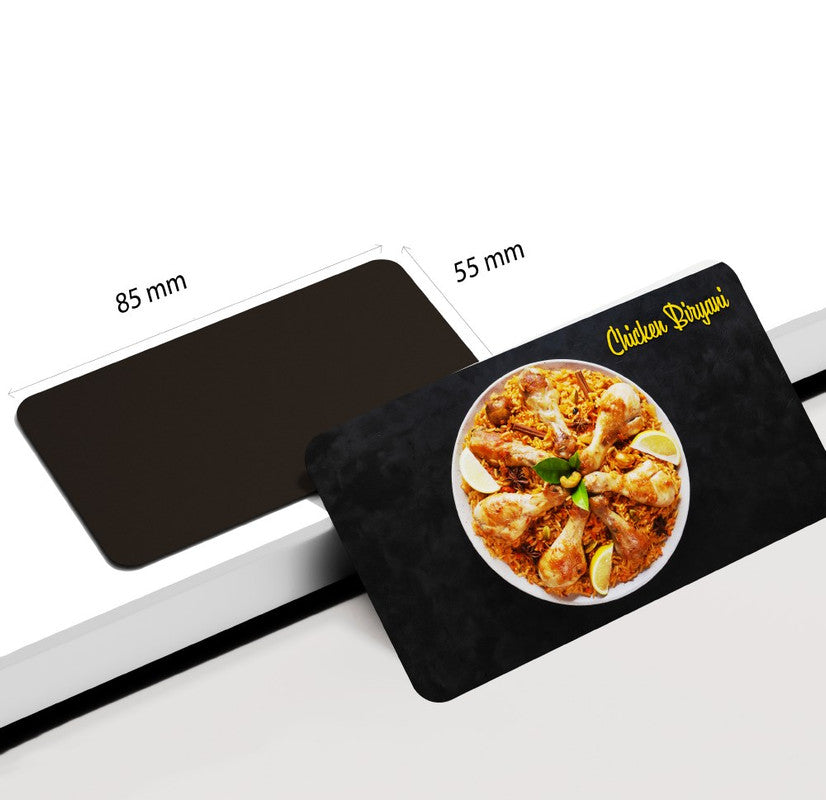 dhcrafts Rectangular Rubber Fridge Magnet Multicolor Food Chicken Biriyani Rectangular Design Pack of 1 (8.6cm x 5.4cm)